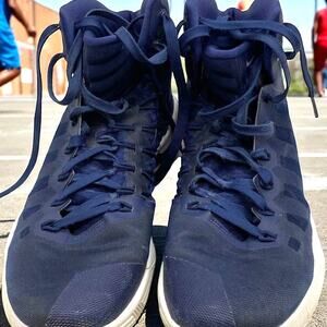 Men's 11 NIKE Hyperdunk 2016 Midnight Navy Blue Mesh Sneaker Athletic Shoes VGUC